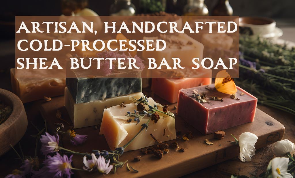organic hand-crafted, artisan, cold-processed shea butter bar soap, made with certified organic ingredients, plant-based ingredients and essential oils