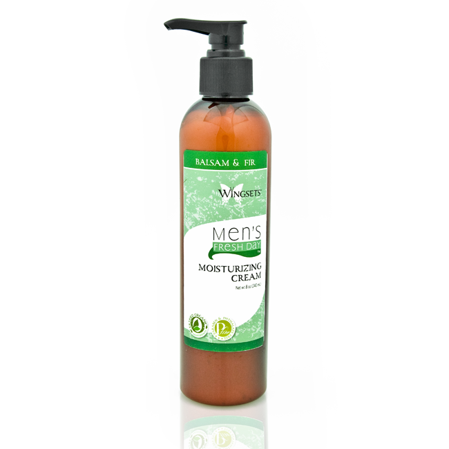 essential oil blend of balsam fir and scotch pine in an organic moisturizing body cream for men