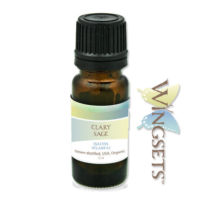 Clary sage essential oil, Salvia sclarea, organic flowers steamed distilled, USA