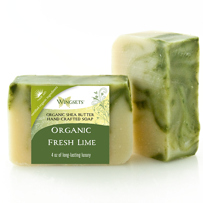 organic fresh lime soap made with certified organic oils and butters, organic lime essential oil, handcrafted, all natural organic bar soap