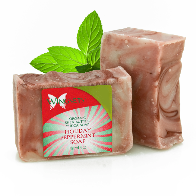 peppermint soap for the holidays with pure organic essential oils