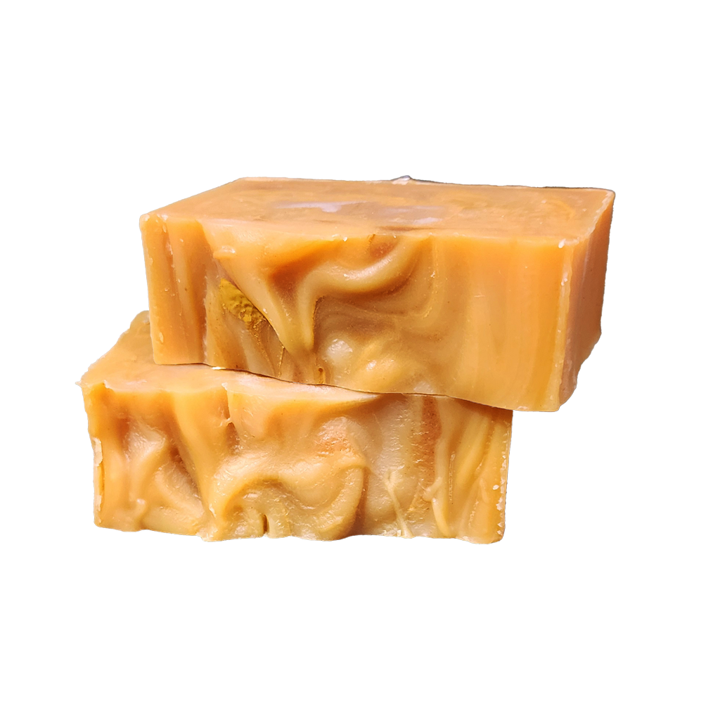 organic soap stacked, organic shea butter bar soap scented with natural essential oils of lemongrass and turmeric, infused with turmeric powder, made with certified organic oils and shea butter, cold processed, hand poured, hand cut, handcrafted in the USA, aromatherapeutic organic bar soap