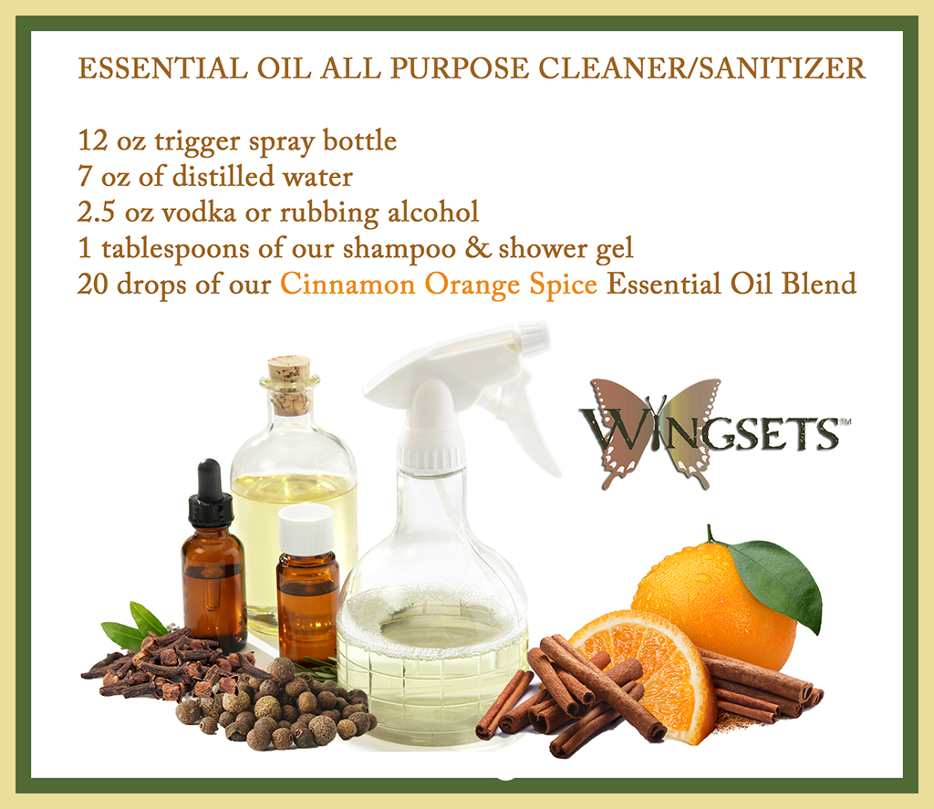 fall and winter cleaning recipe using cinnamon orange spice blend at Wingsets