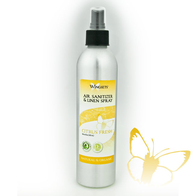 citrus blend of aromatherapy grade essential oils in a refreshing room spray