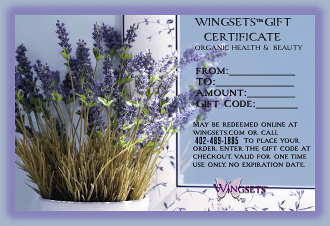 Wingsets gift certificate lavender graphic
