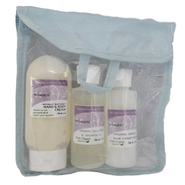 organic lavender aromatherapy travel pack shampoo, conditioner, cream