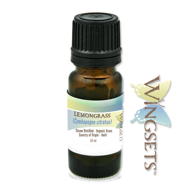 Lemongrass essential oil, organic, Cymbopogon citratus, hydrodiffused, Haiti, aromatherapeutic, from organic grass, Wingsets Aromatherapy, pure, undiluted, GC/MS tested essential oils