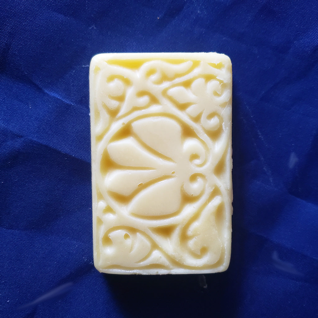 lotion bar rectangle made with certified organic ingredients, shea, mango, coconut oil, sweet almond oil, jojoba oil