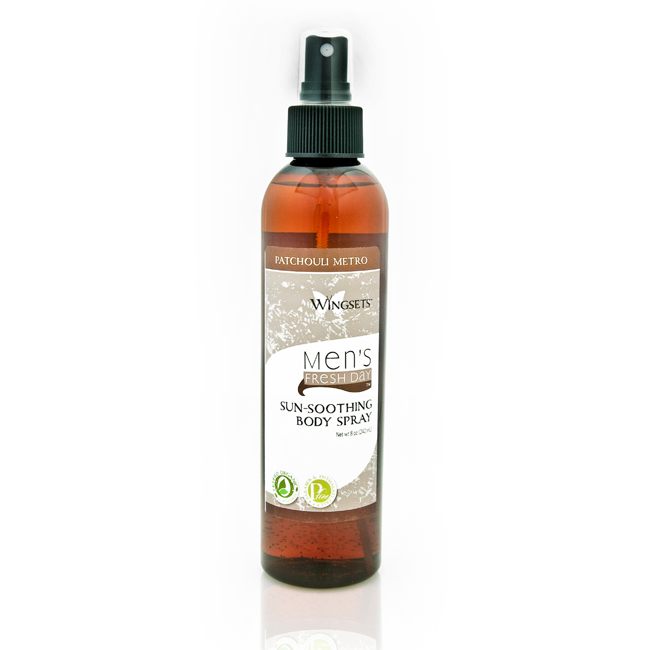 aromatherapy blend of aged patchouli, allspice and aphrodisiac ylang-ylang in an organic aloe vera sunsoothing spray 