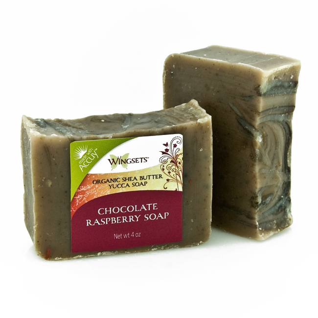 Handmade Chocolate Raspberry Bar Soap, certified organic ingredients