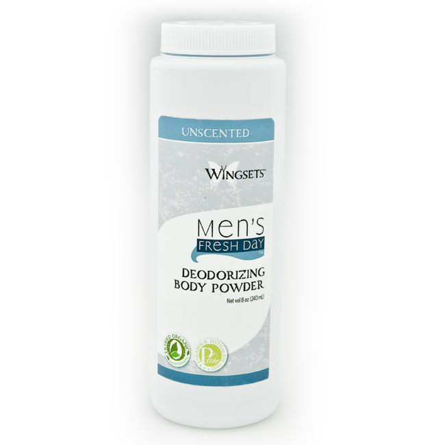 unscented talc free deodorizing body powder for men